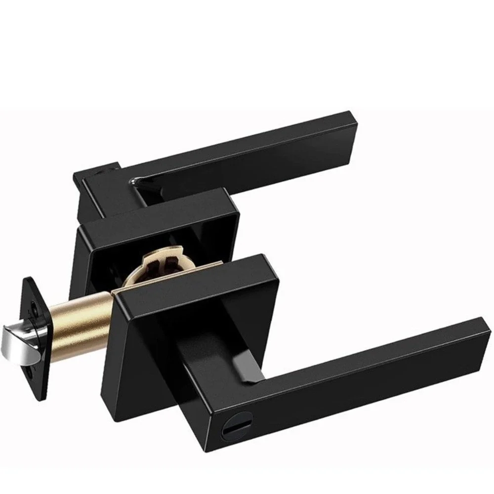 Matt Black Door Lever Privacy Passage Dummy Handle Interior Square Knobs Keyless